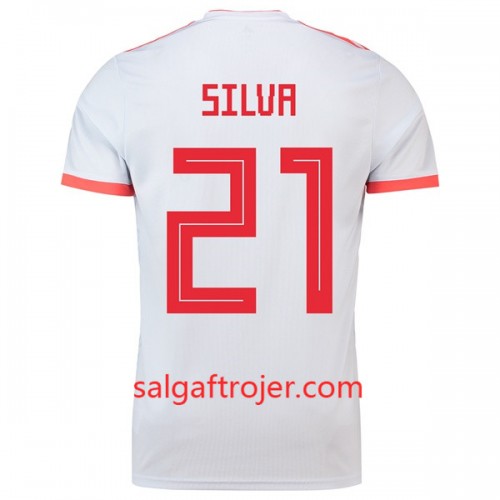 Spanien Fodboldtrøjer Silva 21 Udebanesæt VM 2018 Spanien Fodboldtrøjer Silva 21 Udebanesæt VM 2018